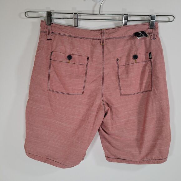 HOWE Reversible Grey Stripe / Red Bermuda Shorts Size 32 Inseam 9" Cotton Medium - Picture 3 of 10